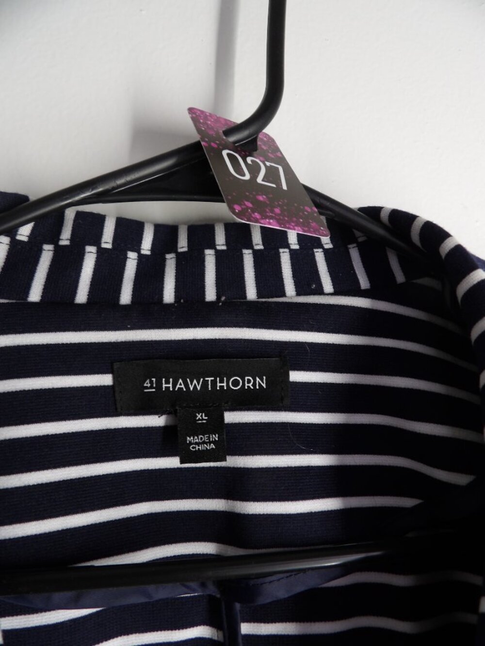 Hawthorn, navy blue and white striped blazer jacket with faux pockets - Picture 3 of 6